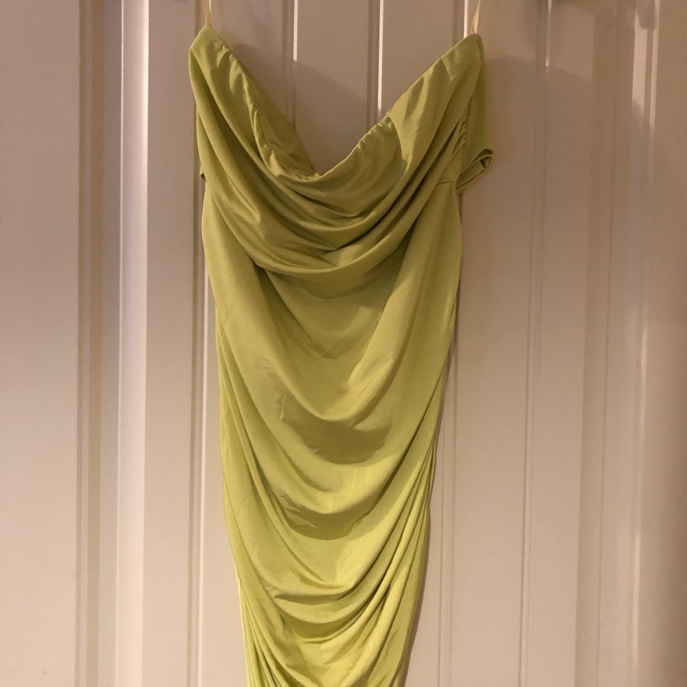 Arden B Silky Green Strapless Top